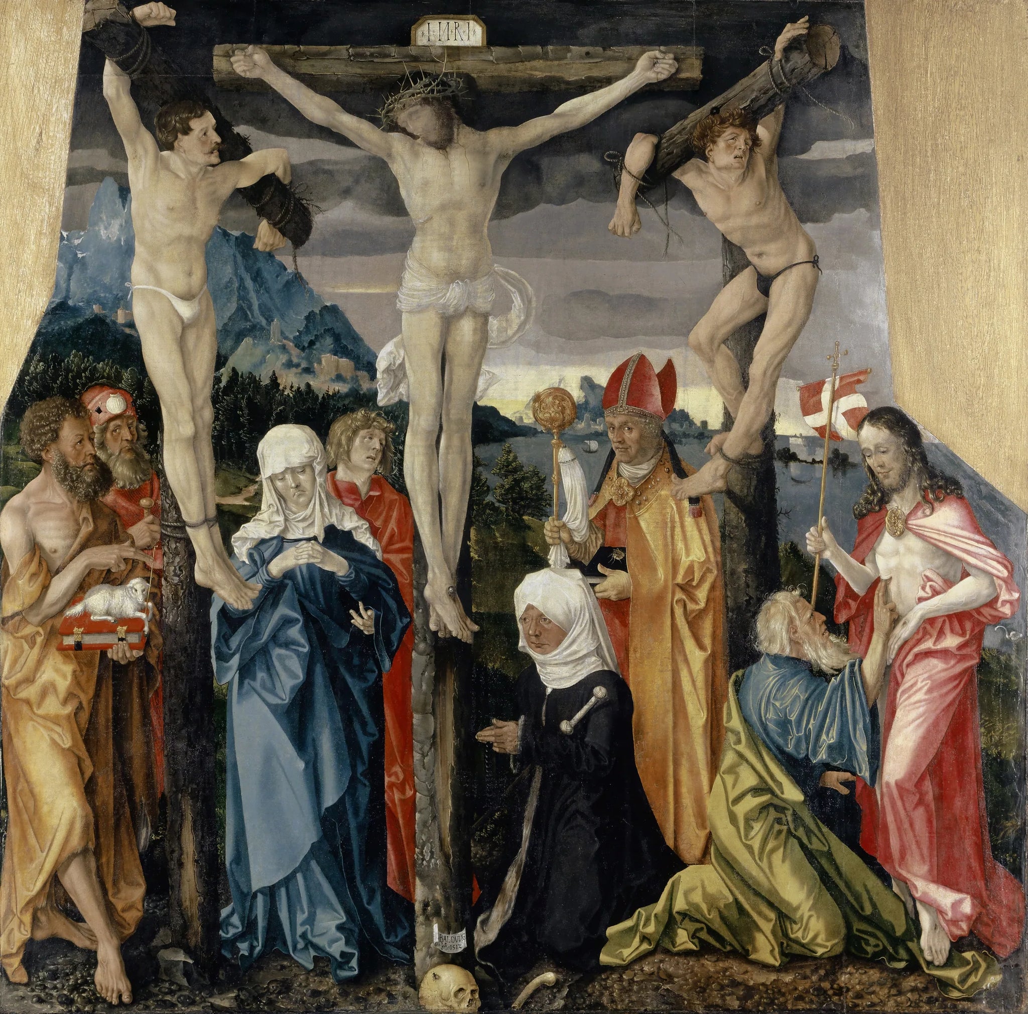 Le Christ au croix avec les larrons, des saints et une donatrice - Hans Baldung Grien image 1 reproduction réalisée par Alpha Reproduction