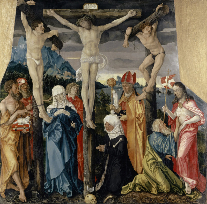 Le Christ au croix avec les larrons, des saints et une donatrice - Hans Baldung Grien