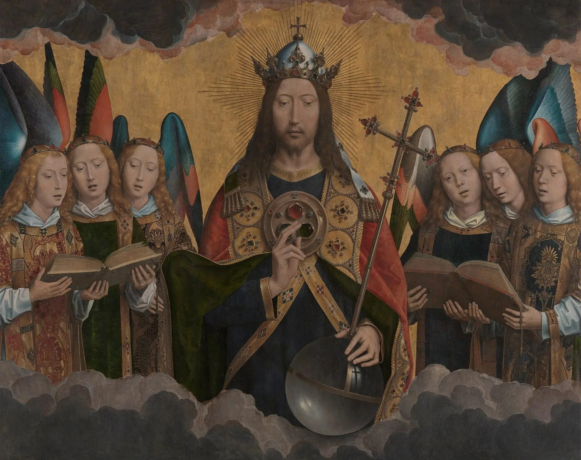 Le Christ avec des anges chantants - Hans Memling image 1 tableau peint à l’huile sur toile