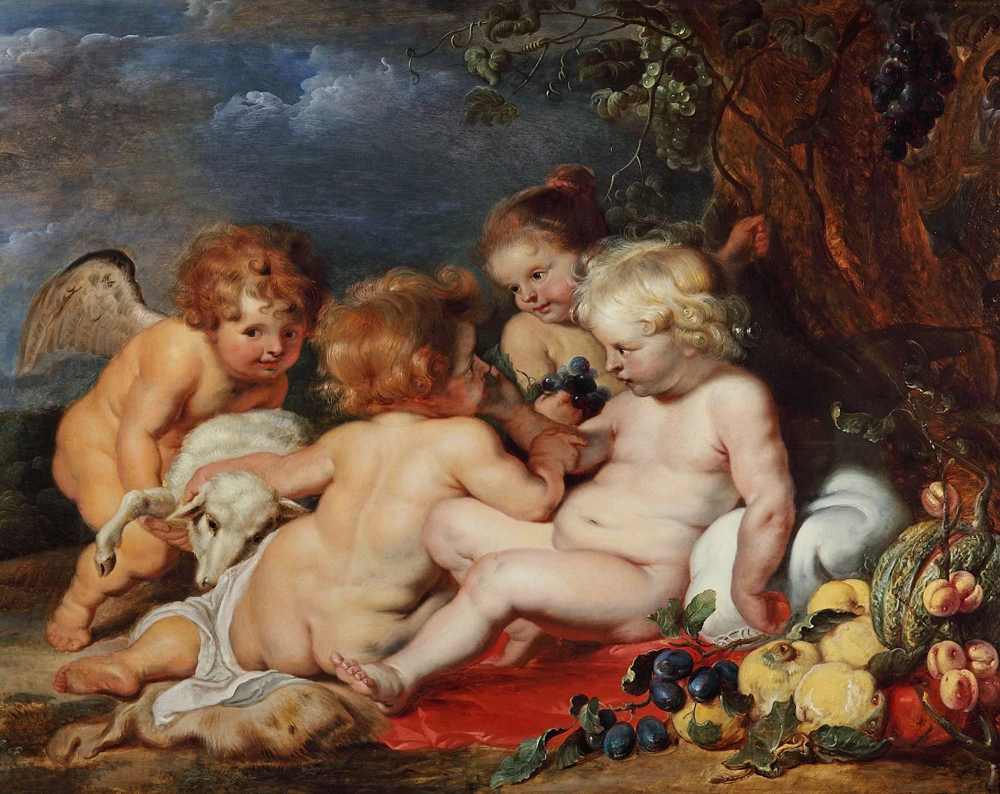 Le Christ avec le jeune saint Jean et les anges - Frans Snyders image 1 copie peinte à la main à l’huile
