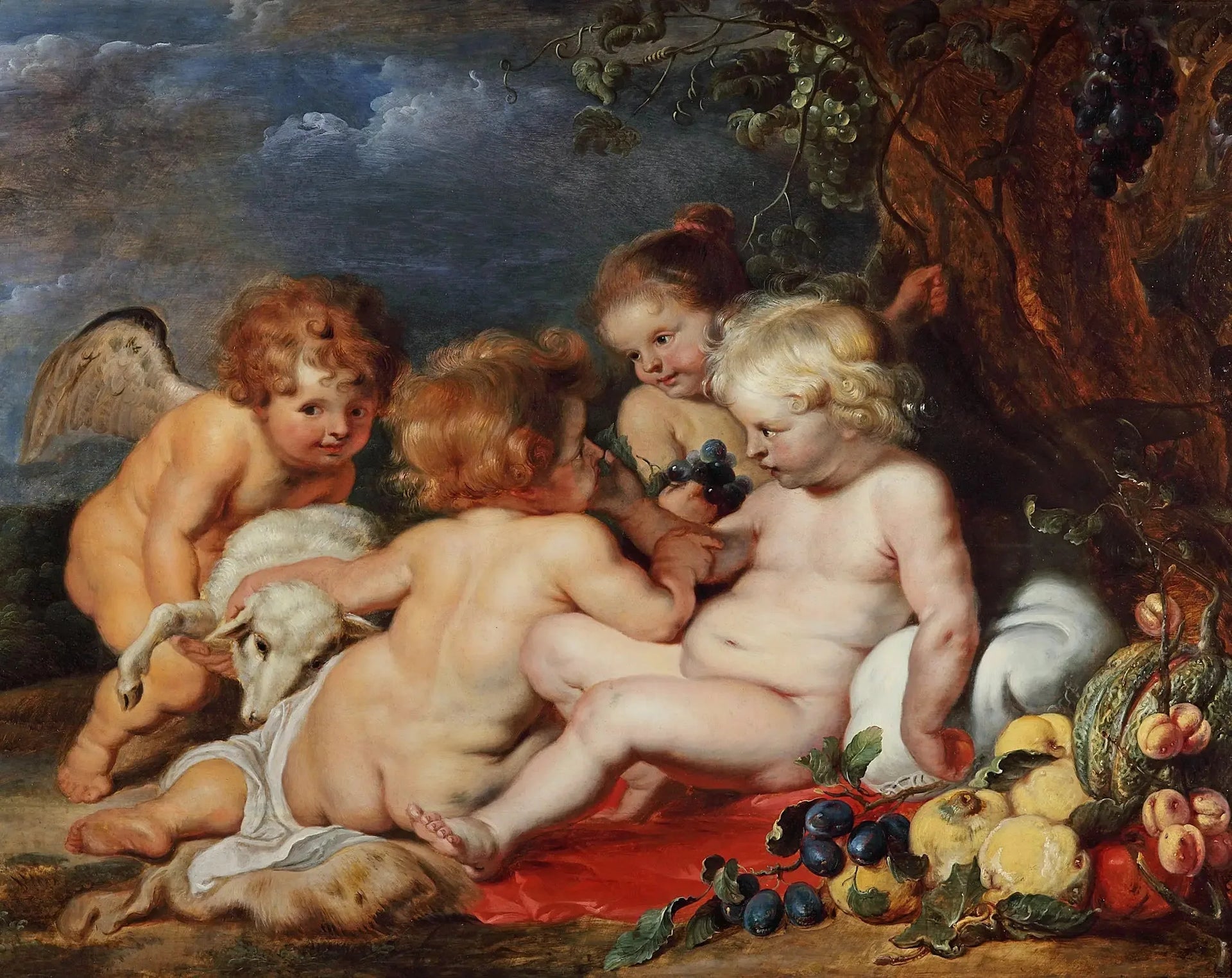 Le Christ avec le jeune saint Jean et les anges - Peter Paul Rubens image 1 copie de tableau peinte à la main
