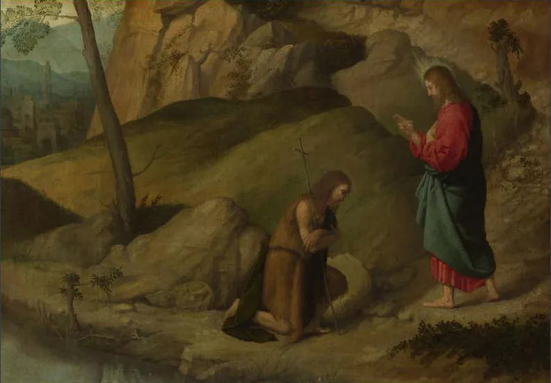 Le Christ bénissant saint Jean-Baptiste - Alessandro Bonvicino image 1 reproduction de peinture à l’huile