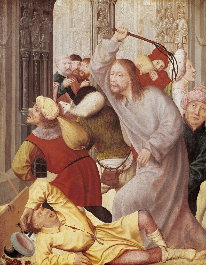 Le Christ chassant les vendeurs du temple. - Quentin Metsys image 1 reproduction de peinture à l’huile