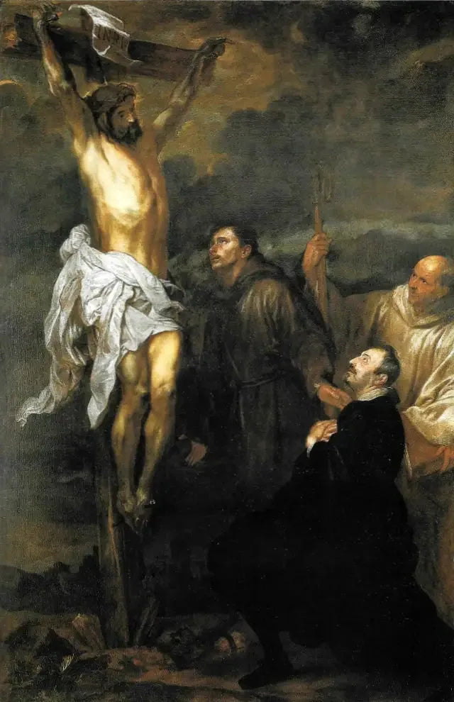 Le Christ crucifié adoré par Francesco Orero, les saints François et Bernard - Antoine van Dyck image 1 copie de tableau peinte à la main