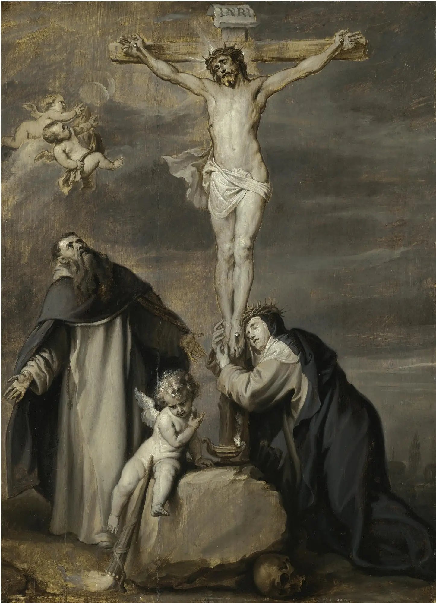 Le Christ crucifié adoré par les saints Dominique et Catherine de Sienne - Antoine van Dyck image 1 tableau peint à l’huile sur toile