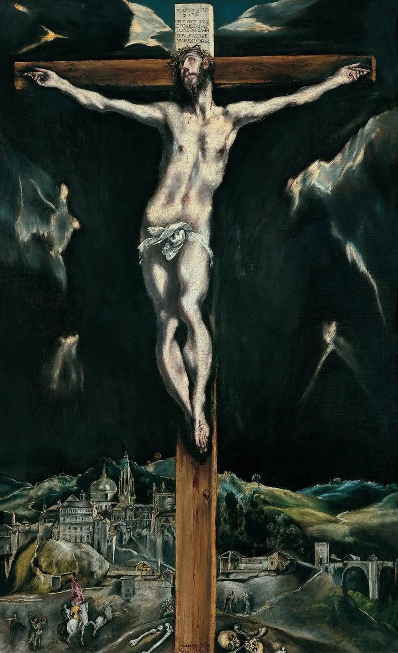 Le Christ crucifié avec Tolède en arrière-plan - El Greco