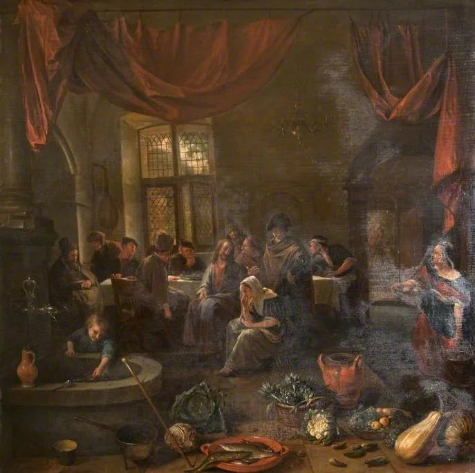 Le Christ dans la maison de Marie et Marthe - Jan Steen image 1 copie peinte à la main à l’huile