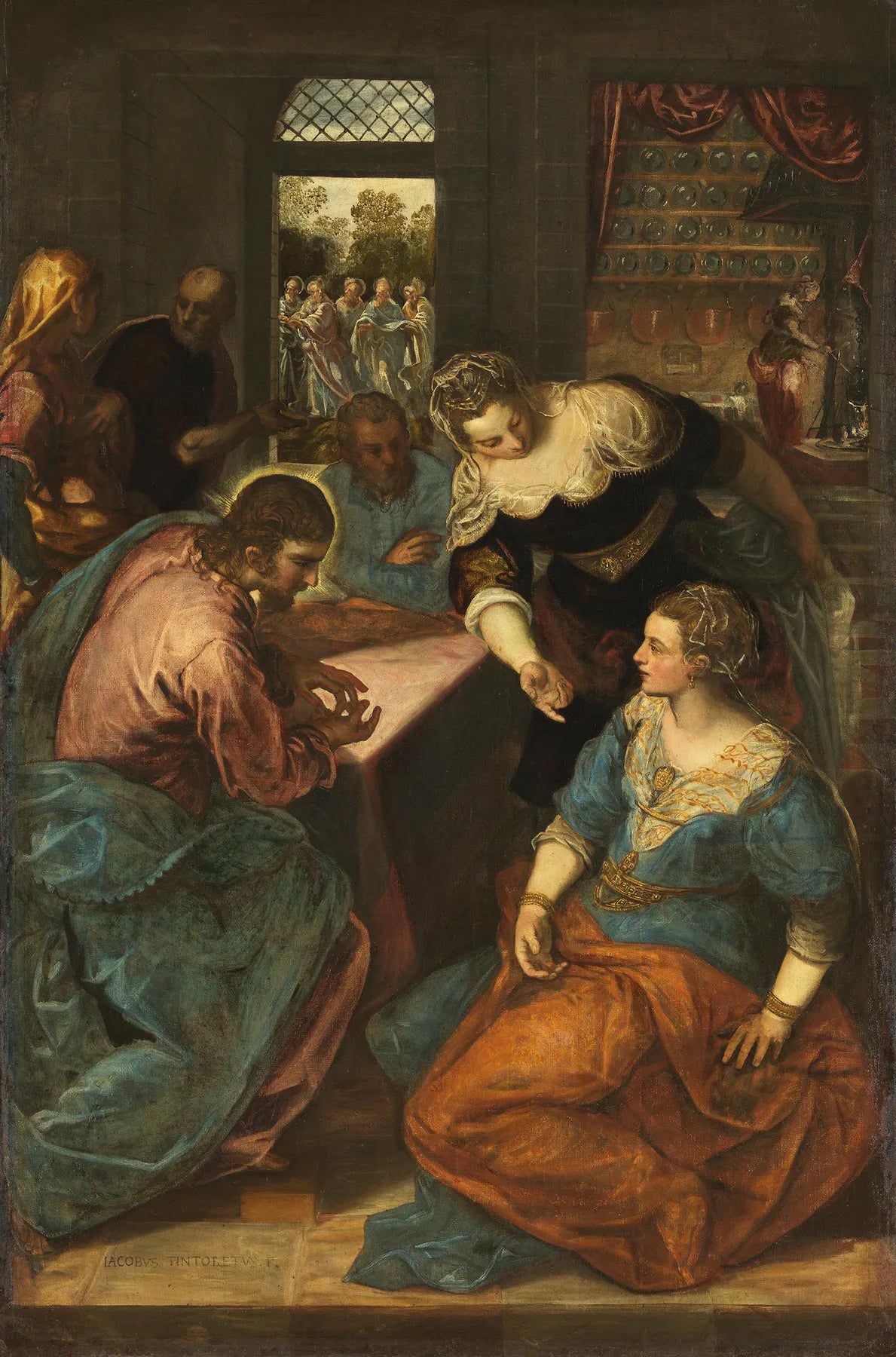 Le Christ dans la maison de Marthe et Marie - Jacopo Tintoretto image 1 copie de tableau peinte à la main