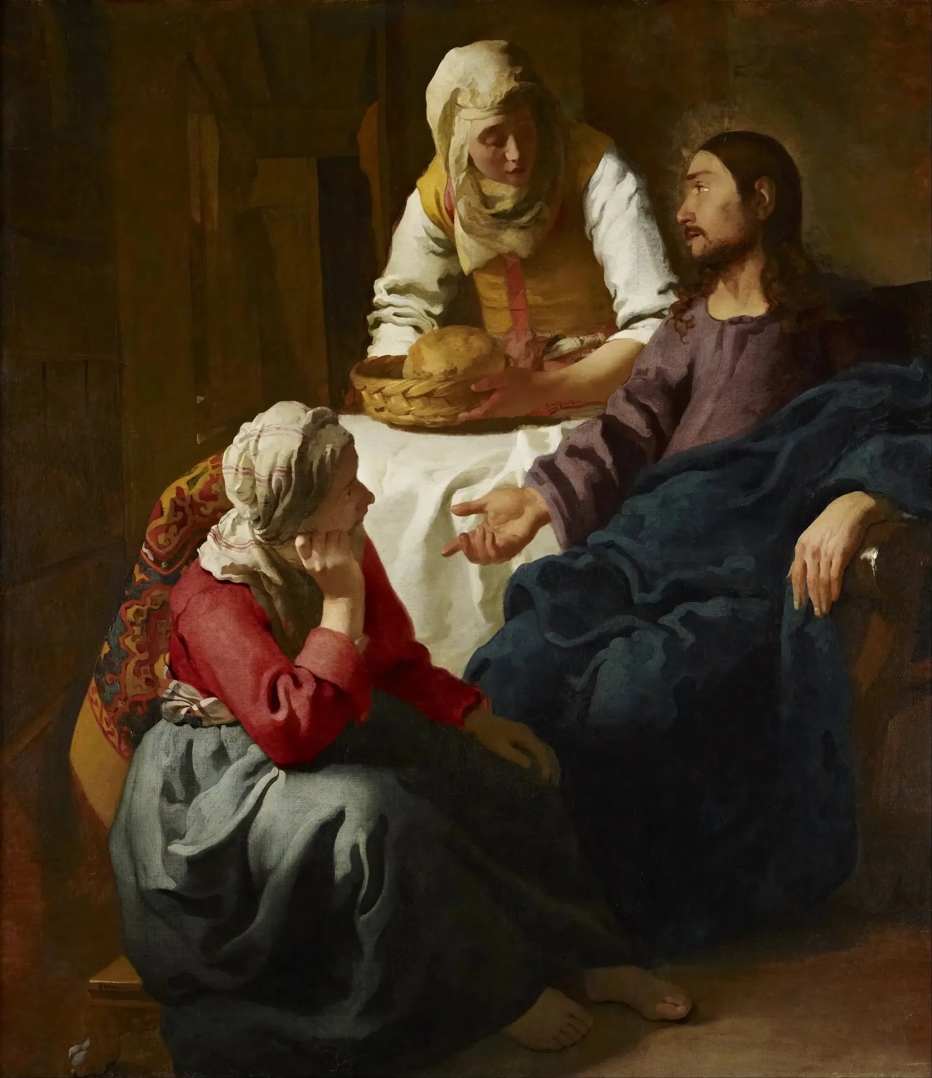 Le Christ dans la maison de Marthe et Marie - Johannes Vermeer image 1 reproduction d’œuvre d’art à l’huile