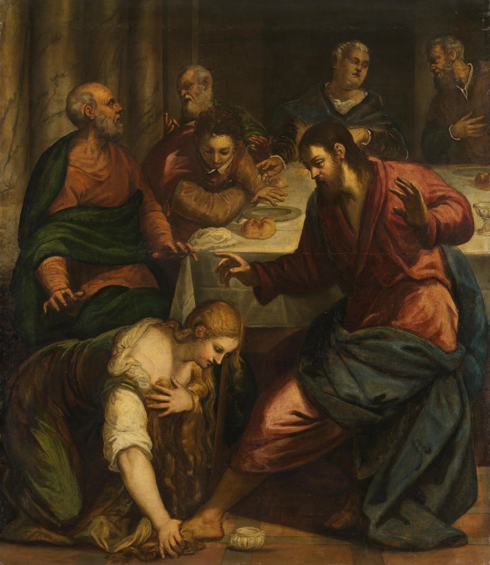 Le Christ dans la maison du pharisien Simon - Jacopo Tintoretto image 1 copie peinte à la main à l’huile