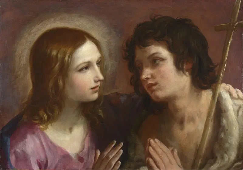 Le Christ embrassant saint Jean-Baptiste - Guido Reni image 1 reproduction de peinture à l’huile