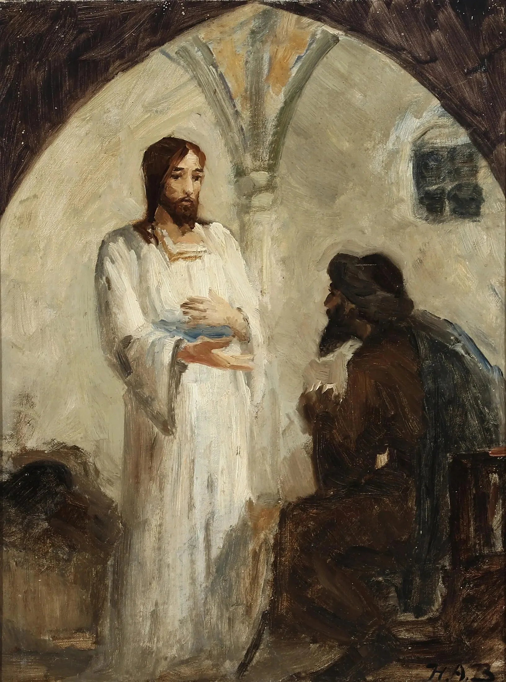 Le Christ en conversation avec un disciple. - H. A. Brendekilde image 1 reproduction réalisée par Alpha Reproduction