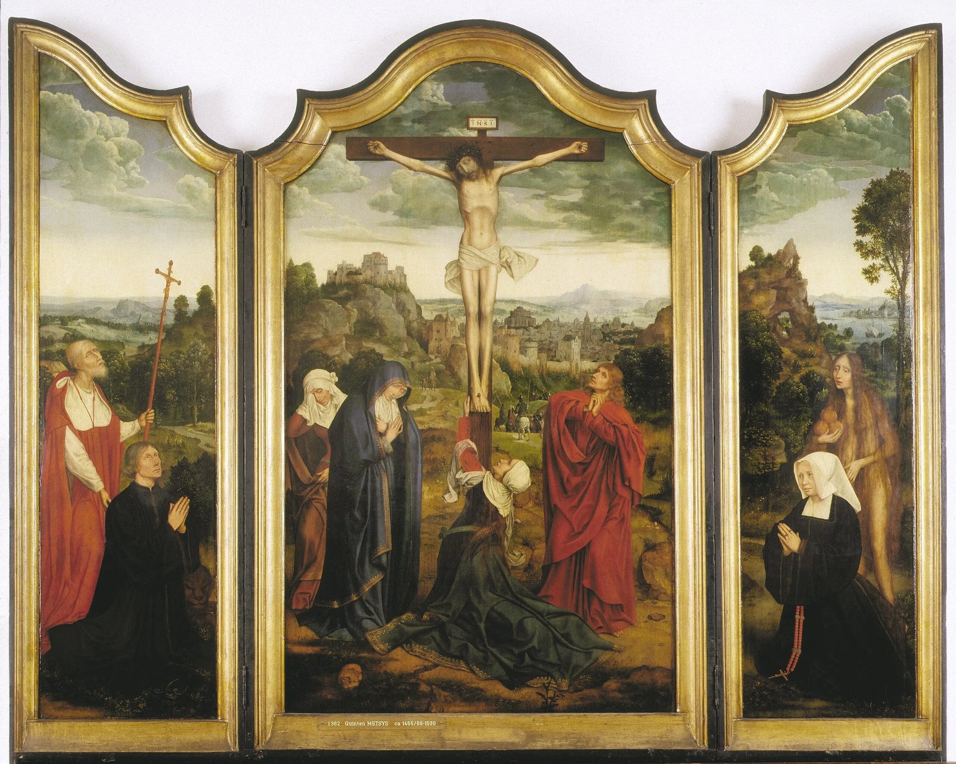 Le Christ en croix avec des donateurs - Quentin Metsys image 1 reproduction de peinture à l’huile