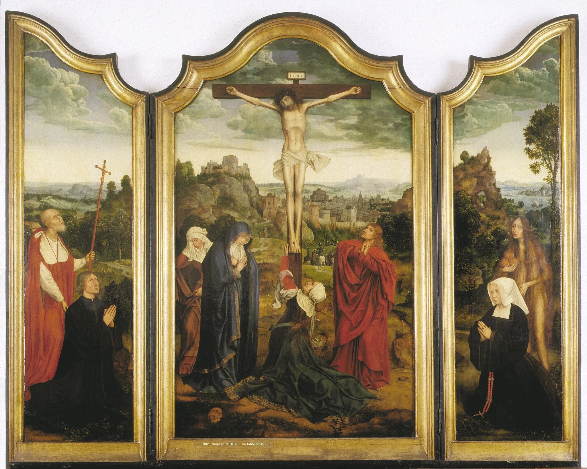 Le Christ en croix avec des donateurs - Quentin Metsys image 1 reproduction de peinture à l’huile