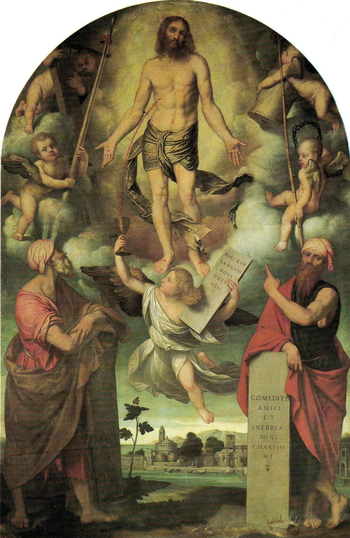 Le Christ en Passion avec Moïse et Salomon - Alessandro Bonvicino image 1 reproduction de peinture à l’huile