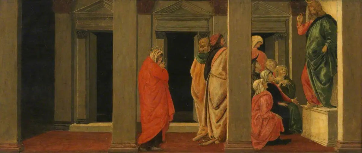 Le Christ enseignant (prédelle, panneau un) - Sandro Botticelli image 1 reproduction artisanale de tableau