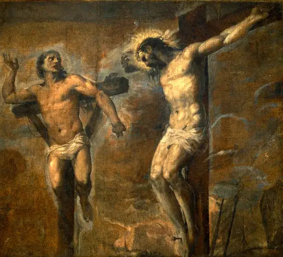 Le Christ et le bon larron - Titian image 1 copie de tableau peinte à la main
