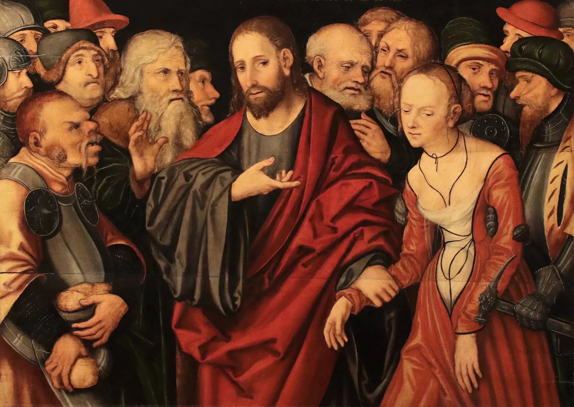 Le Christ et l'adultère - Lucas Cranach the Elder image 1 copie de tableau peinte à la main