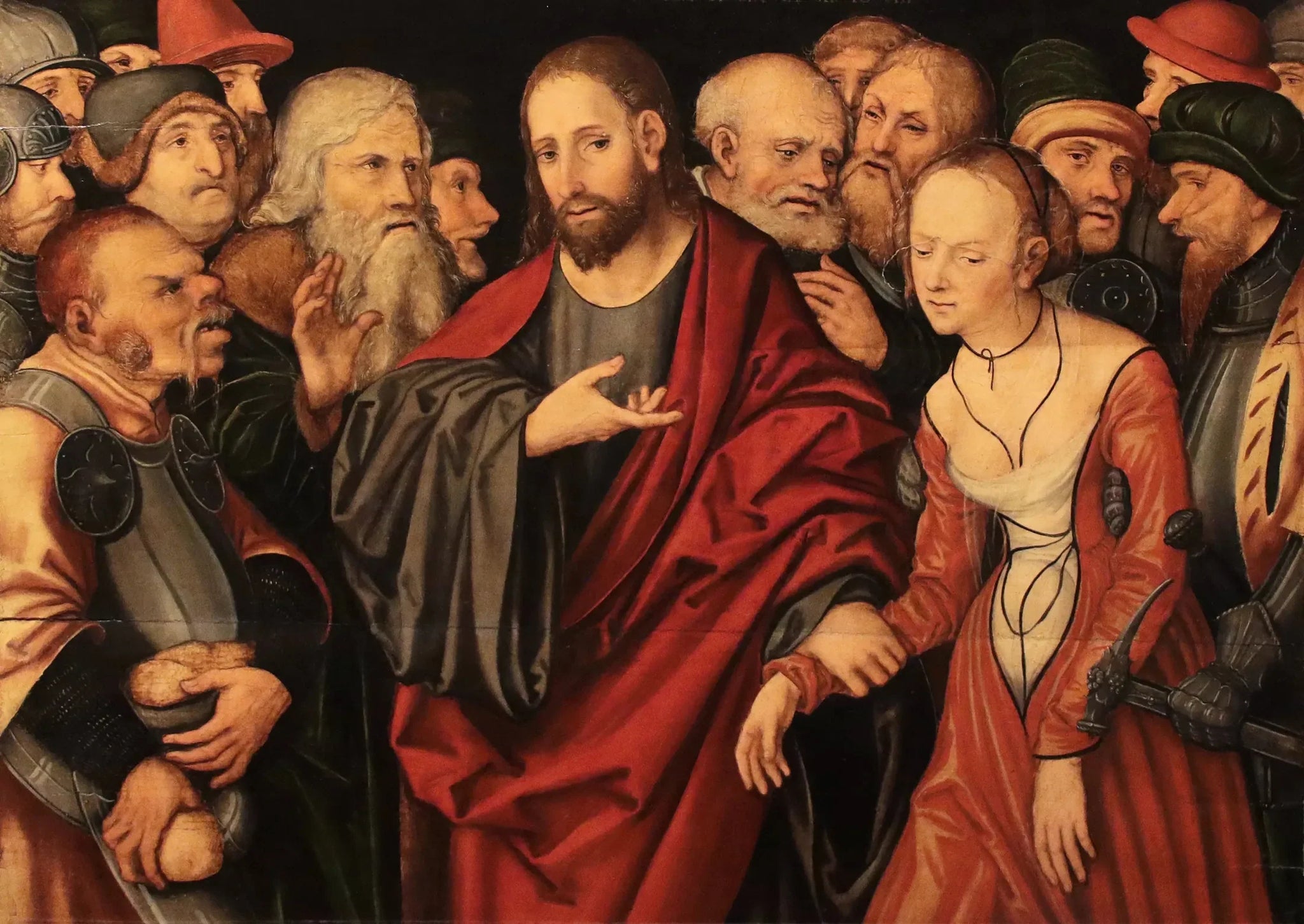 Le Christ et l'adultère - Lucas Cranach the Elder image 1 copie de tableau peinte à la main