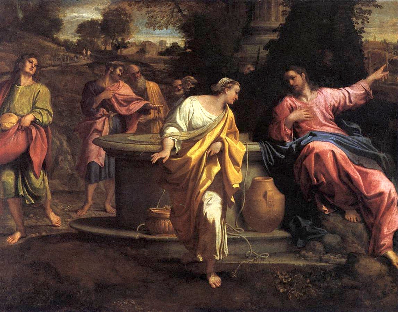 Le Christ et la Samaritaine - Annibale Carracci image 1 copie peinte à la main à l’huile