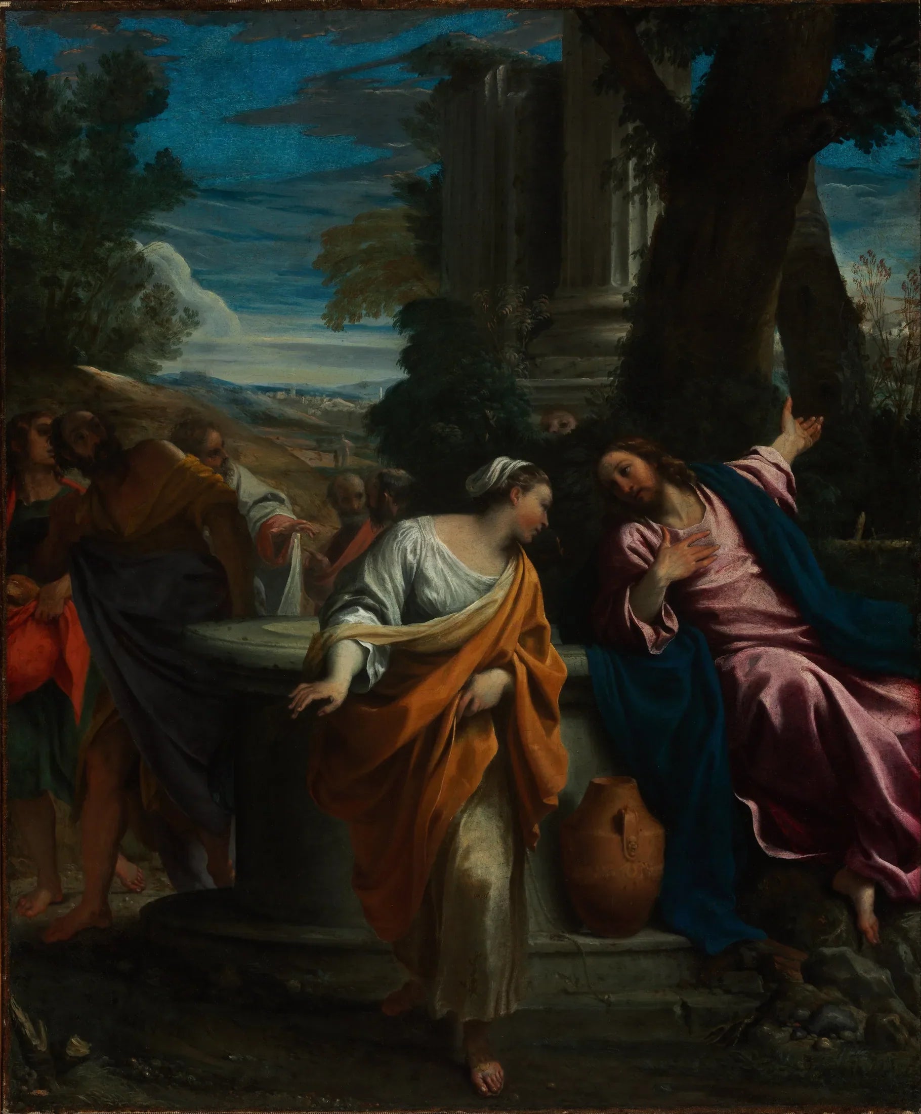 Le Christ et la Samaritaine - Annibale Carracci image 1 tableau peint à l’huile sur toile
