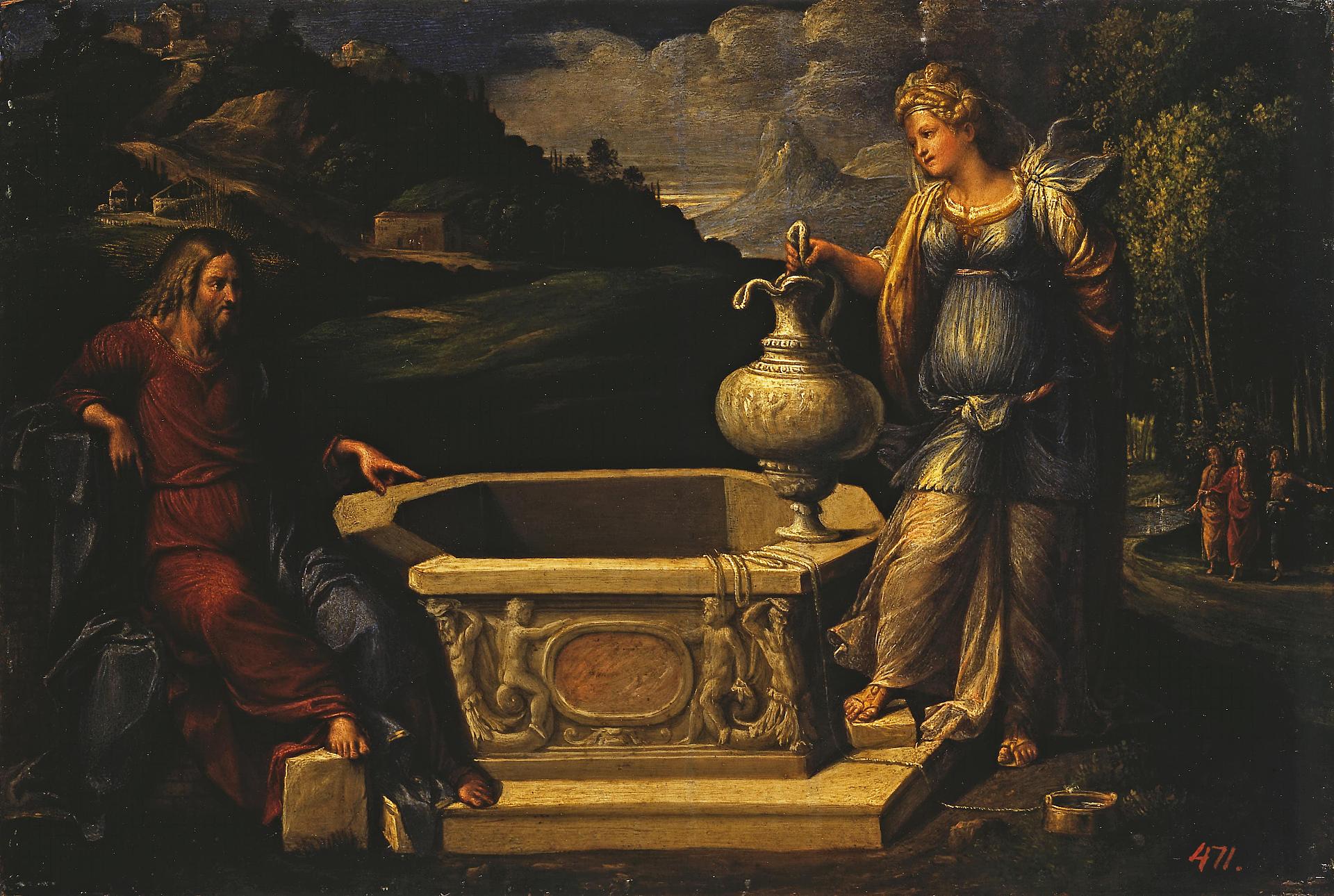 Le Christ et la Samaritaine - Benvenuto Tisi image 1 copie peinte à la main à l’huile