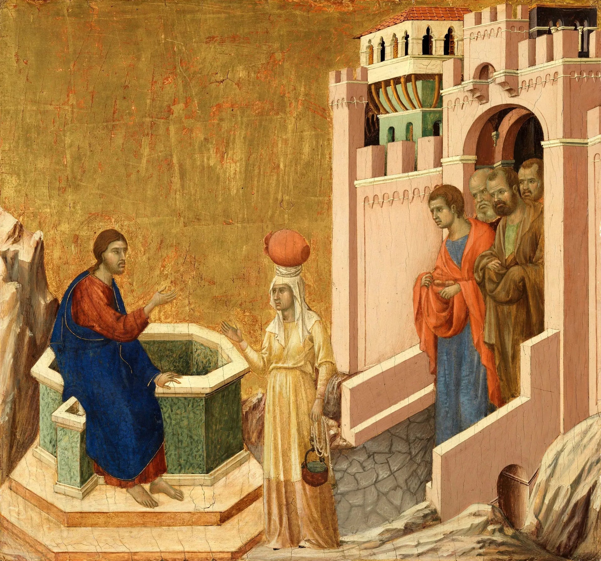 Le Christ et la Samaritaine - Duccio di Buoninsegna image 1 reproduction artisanale de tableau