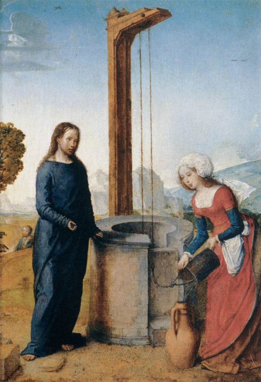 Le Christ et la Samaritaine - Juan de Flandes image 1 reproduction de peinture à l’huile