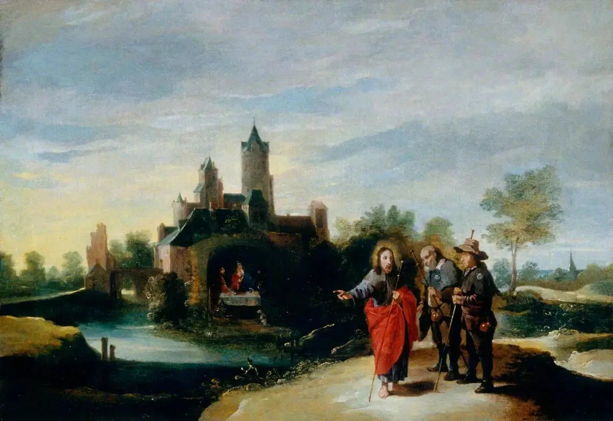 Le Christ et les disciples sur le chemin d'Emmaüs - David Teniers le Jeune image 1 copie peinte à la main à l’huile