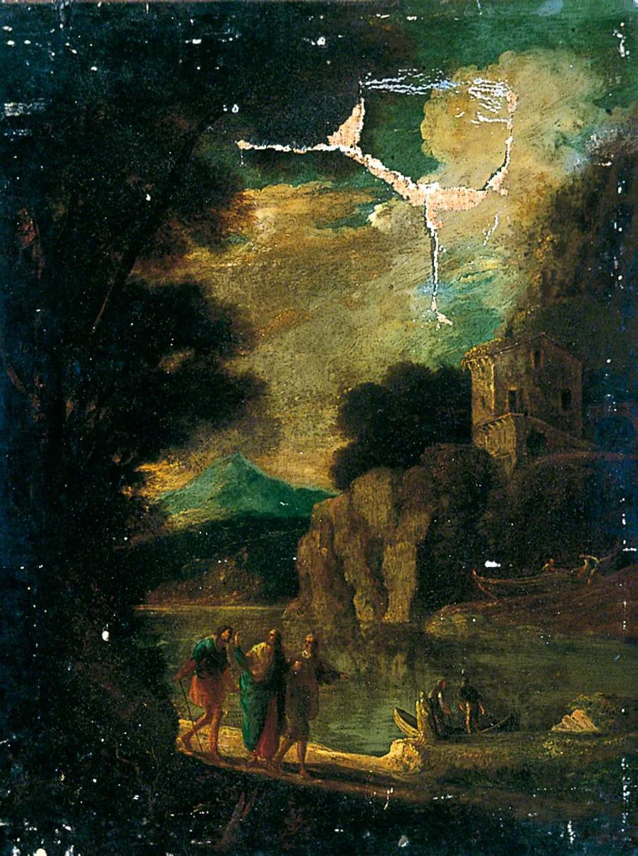 Le Christ et les disciples sur le chemin d'Emmaüs - Salvator Rosa image 1 reproduction artisanale de tableau