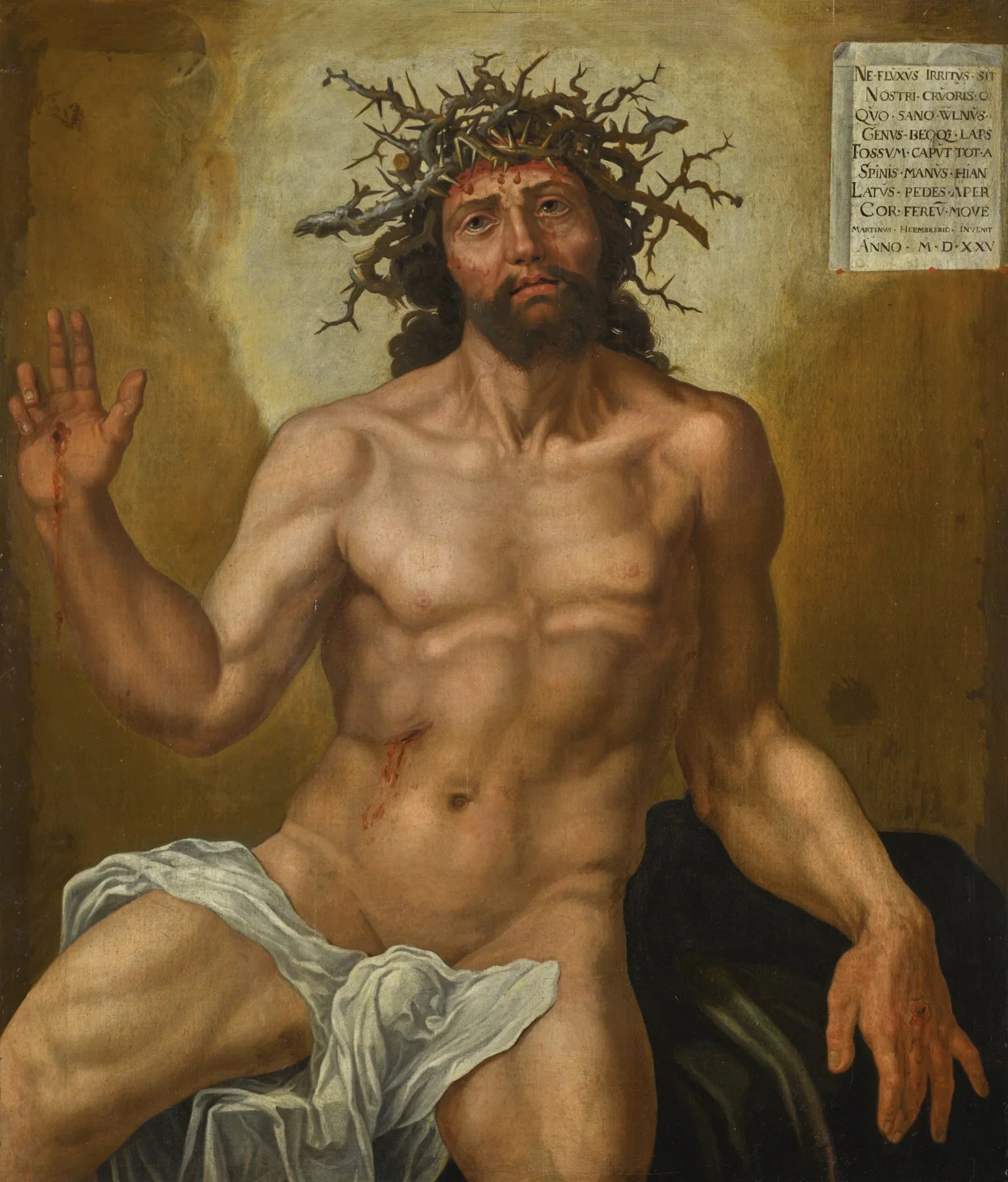 Le Christ, homme de douleurs - Maarten van Heemskerck image 1 copie peinte à la main à l’huile