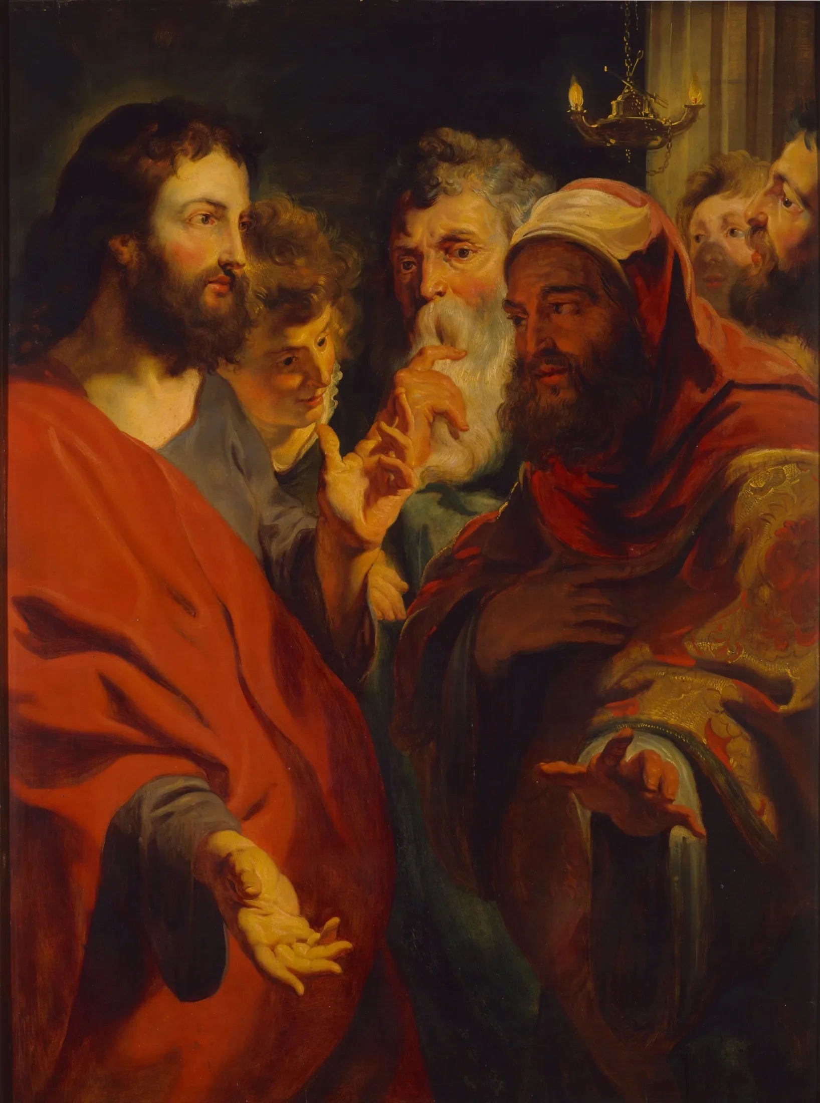 Le Christ instruisant Nicodème - Jacob Jordaens image 1 reproduction de peinture à l’huile
