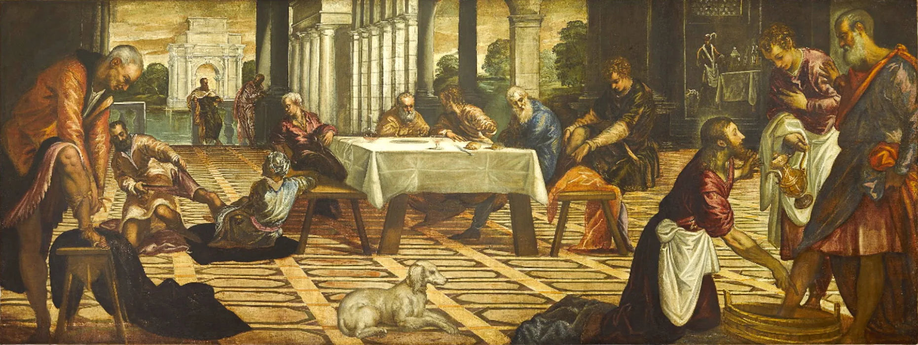 Le Christ lavant les pieds des disciples - Jacopo Tintoretto image 1 copie de tableau peinte à la main