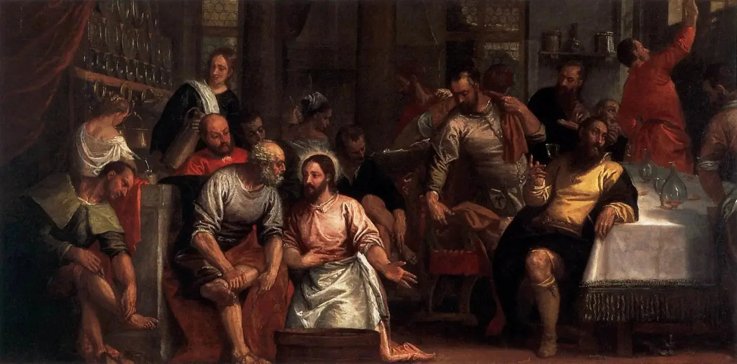 Le Christ lavant les pieds des disciples - Paul Véronèse image 1 copie peinte à la main à l’huile