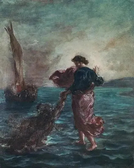 Le Christ marchant sur les eaux - Eugène Delacroix image 1 copie peinte à la main à l’huile
