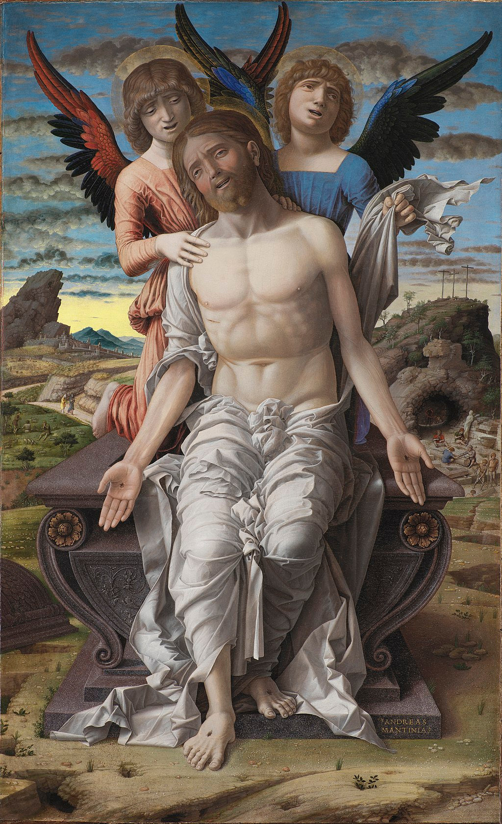 Le Christ mort soutenu par deux anges - Andrea Mantegna image 1 copie peinte à la main à l’huile