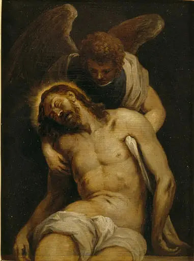 Le Christ mort soutenu par un ange - David Teniers le Jeune image 1 tableau peint à l’huile sur toile