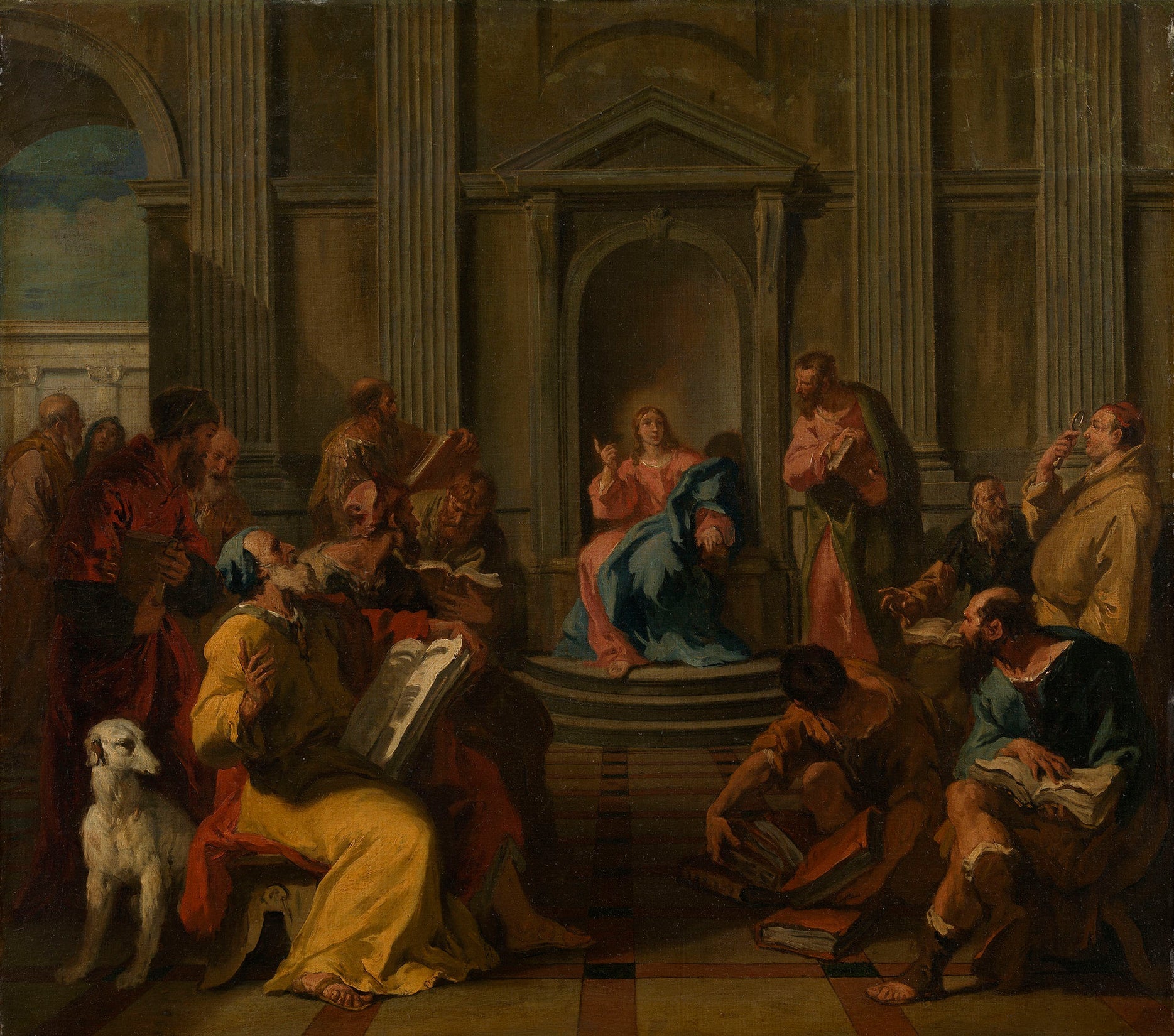 Le Christ parmi les docteurs du Temple - Sebastiano Ricci image 1 tableau peint à l’huile sur toile