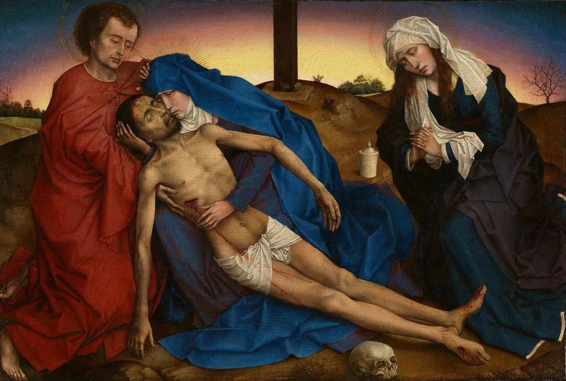 Le Christ pleuré par sa Mère, saint Jean et sainte Marie Madeleine - Rogier van der Weyden image 1 reproduction artisanale de tableau