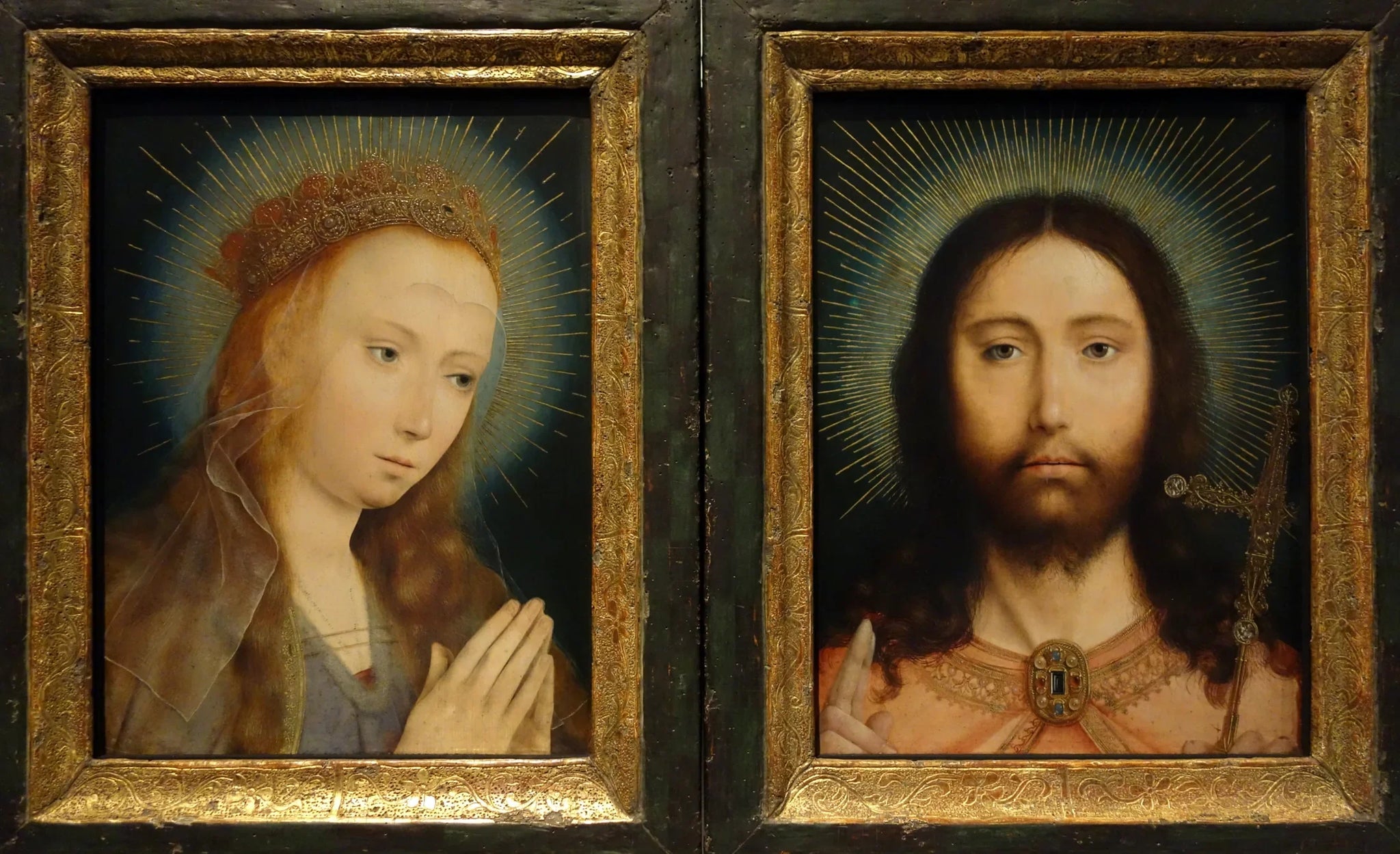 Le Christ Salvator Mundi et Marie en prière - Quentin Metsys image 1 reproduction artisanale de tableau