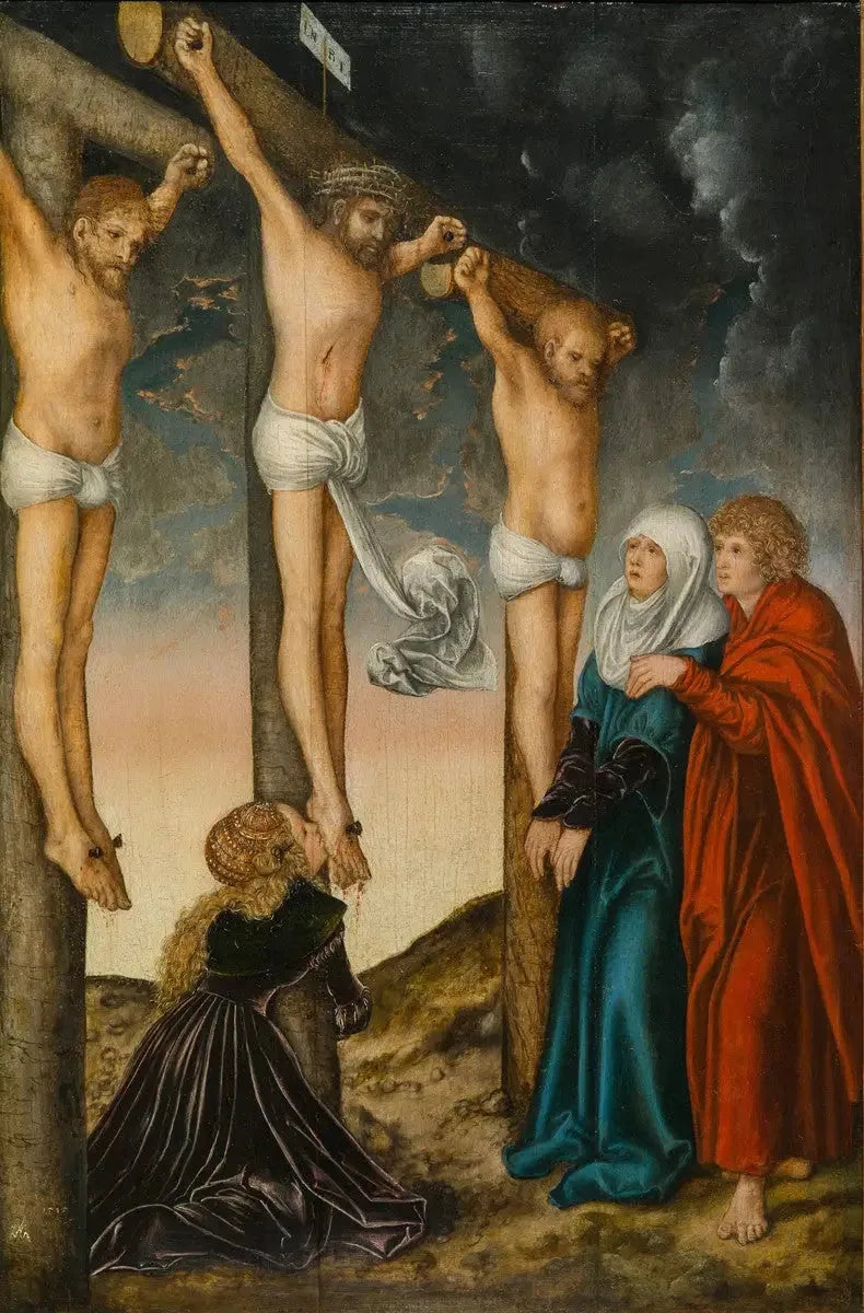 Le Christ sur la croix entre les deux larrons - Lucas Cranach the Elder image 1 reproduction artisanale de tableau