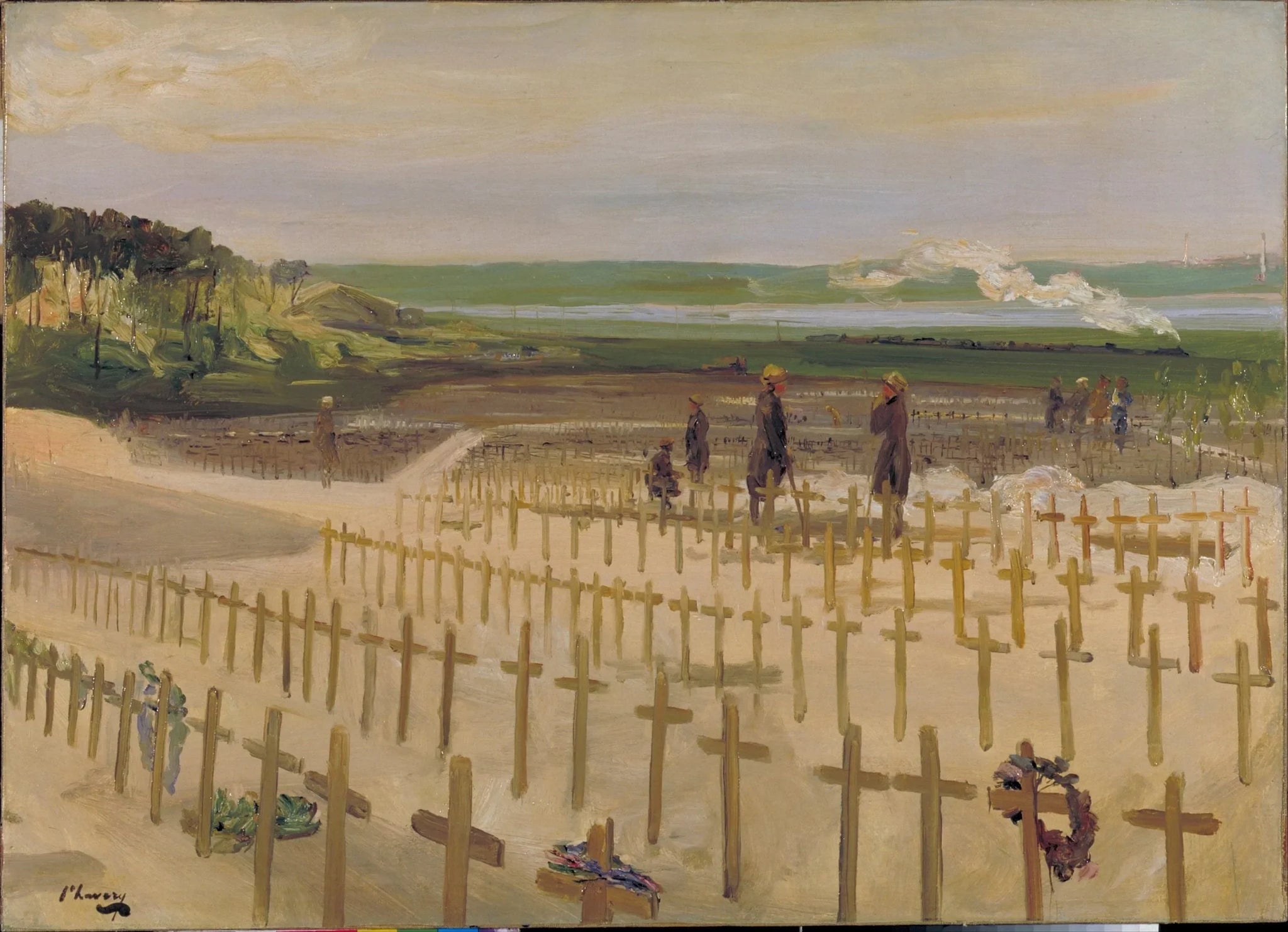 Le cimetière, Étaples, 1919 - John Lavery image 1 copie peinte à la main à l’huile