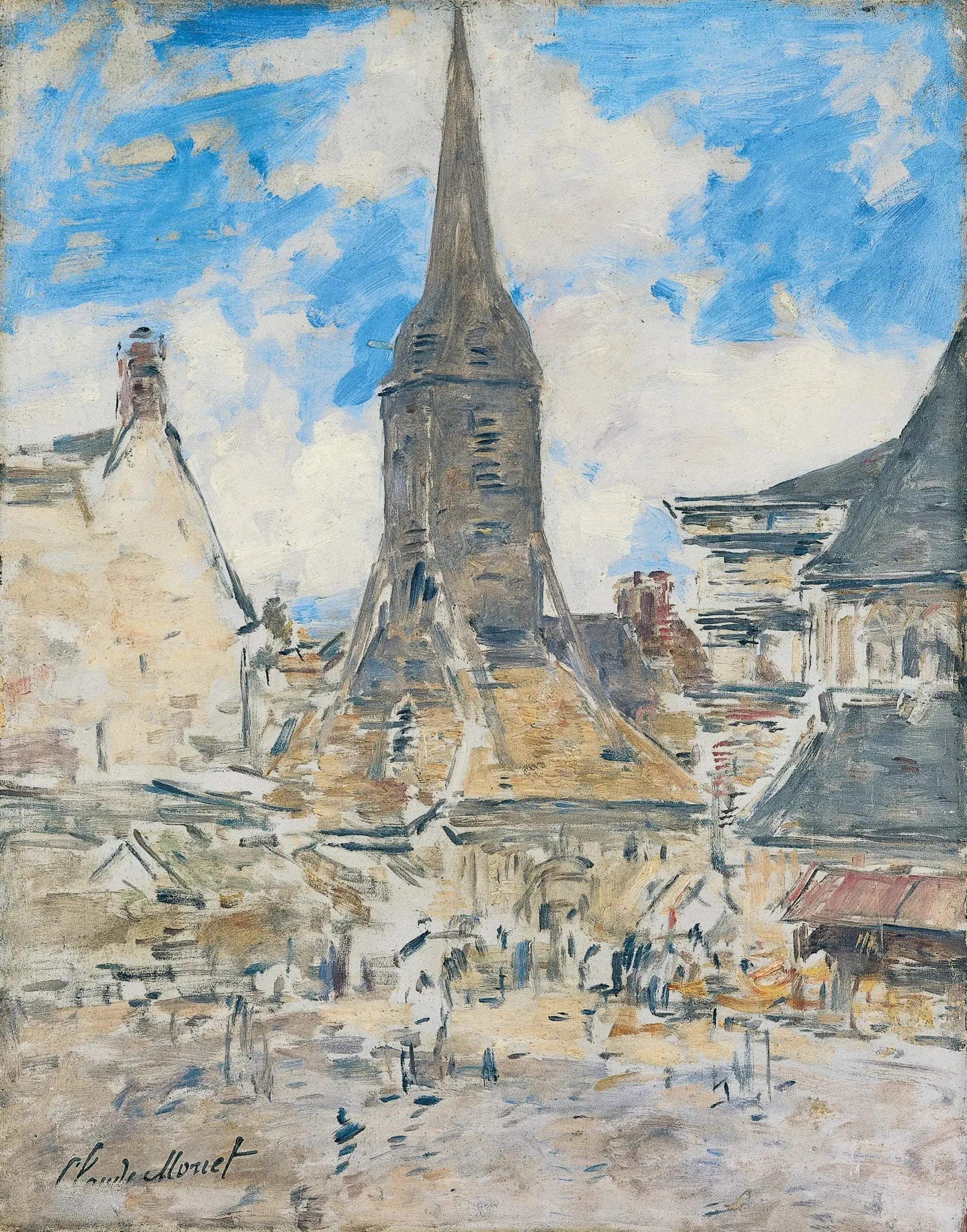 Le Clocher de Sainte-Catherine, Honfleur - Eugène Boudin image 1 copie de tableau peinte à la main