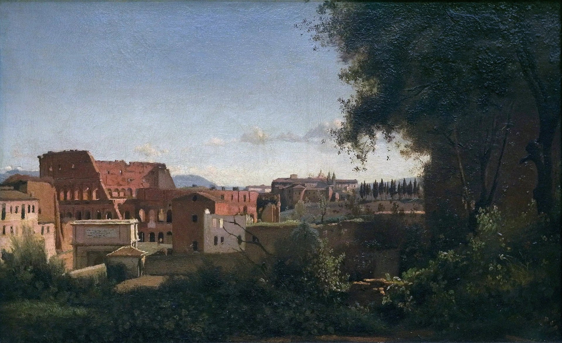 Le Colisée vu des jardins Farnèse - Jean-Baptiste Camille Corot image 1 reproduction de peinture à l’huile