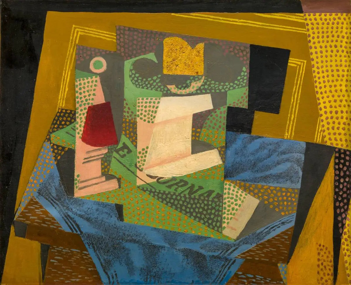 Le Compotier sur le tapis bleu - Juan Gris image 1 reproduction de peinture à l’huile