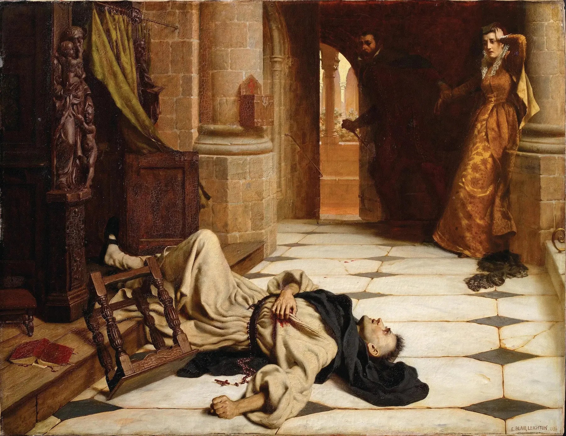 Le confessionnal - Edmund Blair Leighton image 1 reproduction artisanale de tableau