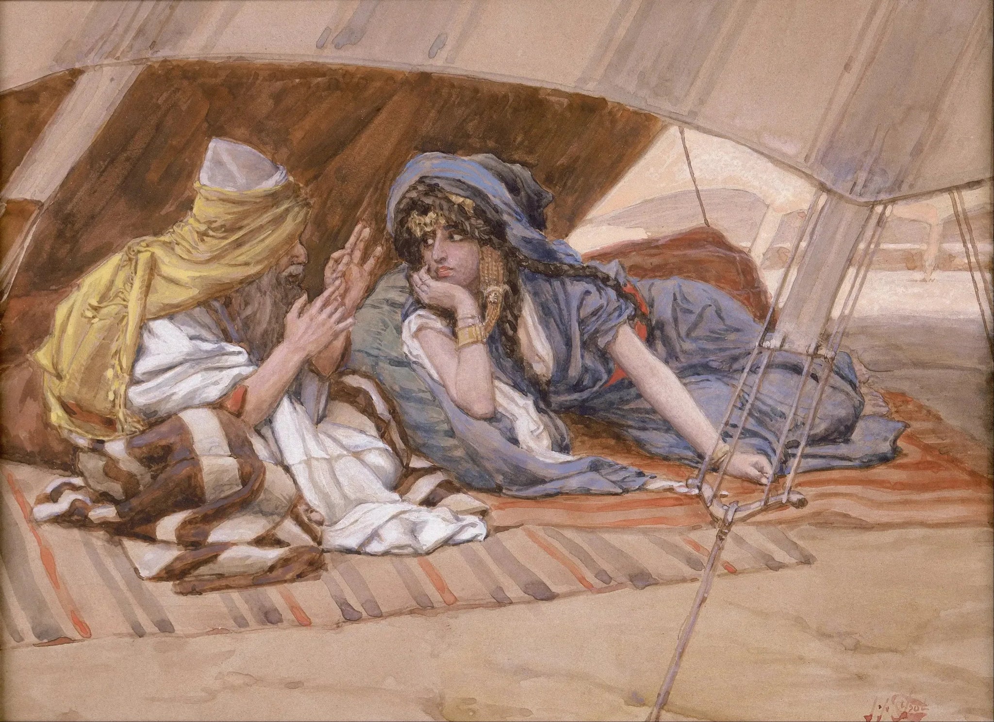 Le conseil d'Abram à Saraï - James Tissot image 1 reproduction d’œuvre d’art à l’huile