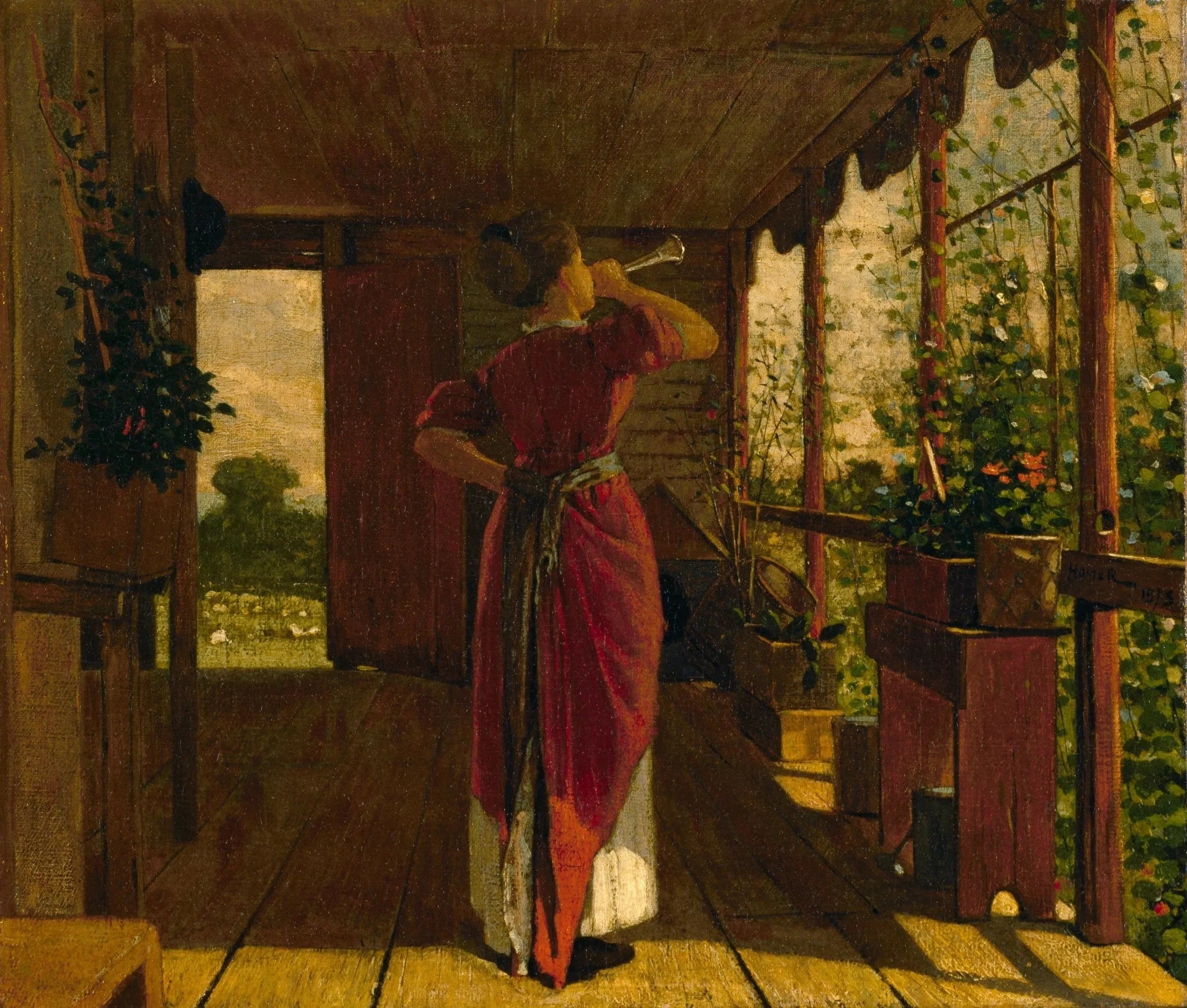 Le cor du dîner - Winslow Homer image 1 reproduction artisanale de tableau