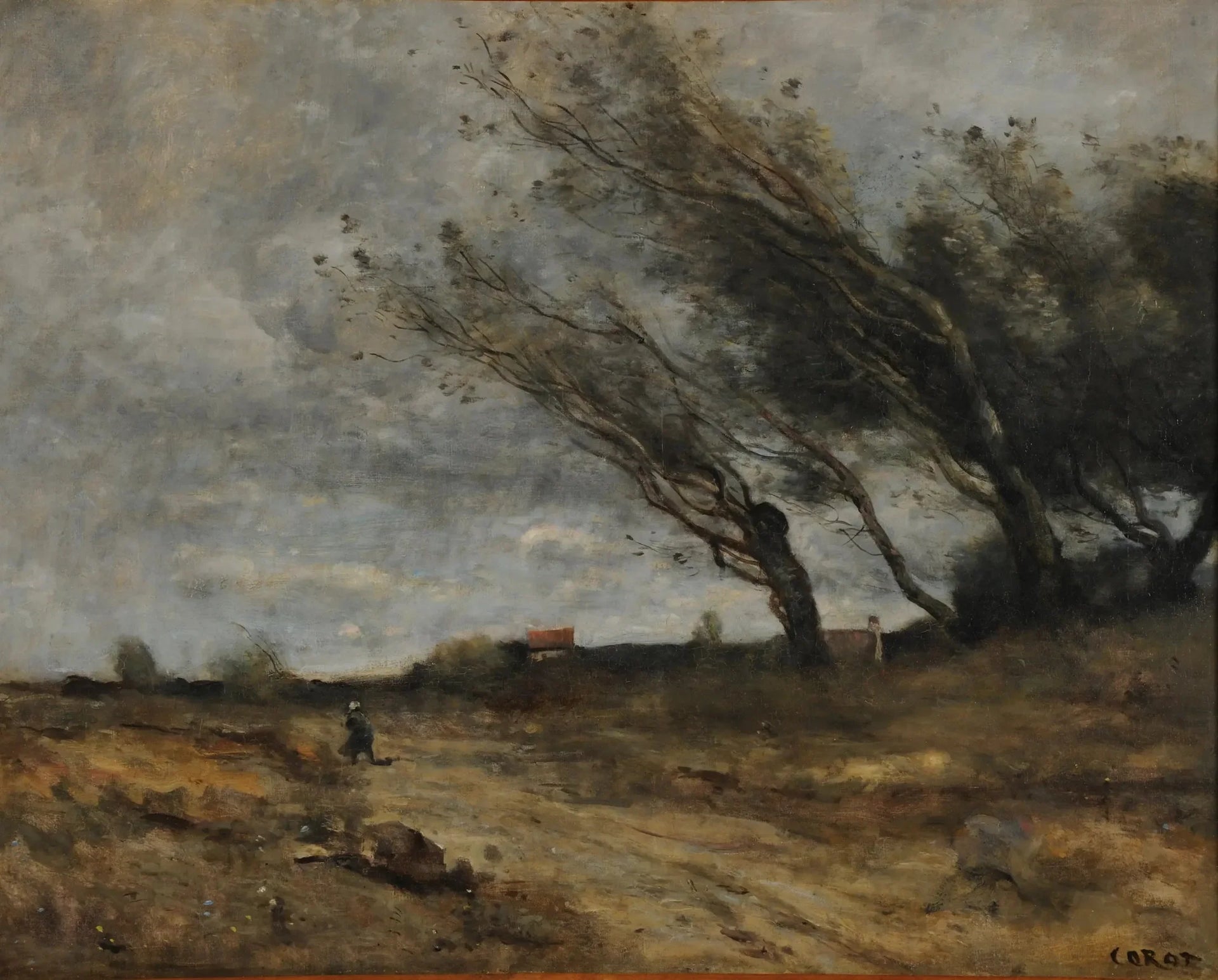 Le Coup de vent - Jean-Baptiste Camille Corot image 1 reproduction artisanale de tableau