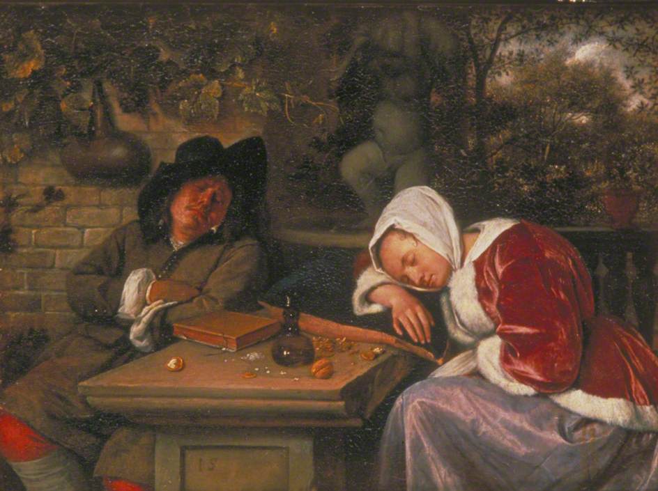 Le couple endormi - Jan Steen image 1 copie peinte à la main à l’huile